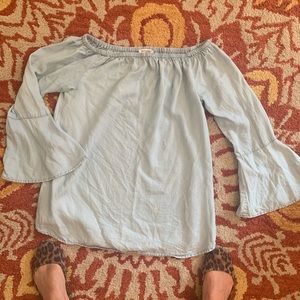 Baby blue peasant blouse